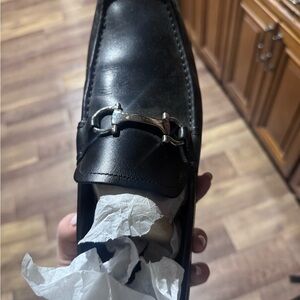 Salvatore Ferragamo Black Leather Slip-On Loafers
